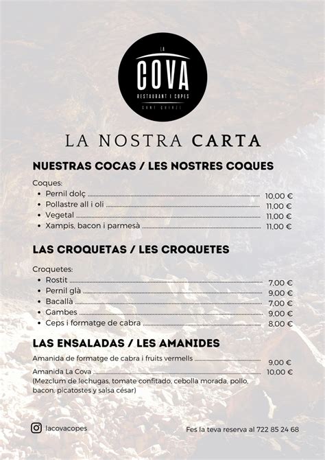 Menu 2024 La Cova de Sant Quirze in Sant Quirze del Vallès TheFork