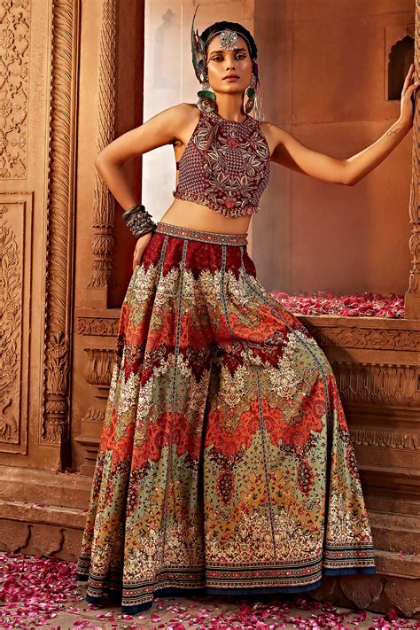 Buy Multi Color Raw Silk Printed Mehvish Pattern Sharara And Blouse Set For Women By Kalista