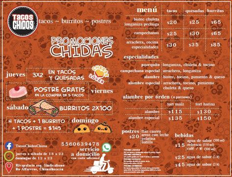 Menu At Tacos Chidos Restaurant Chimalhuacan