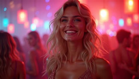 Sensual Blonde Woman In Party Outfit With Joyful Expression Stable Diffusion Online