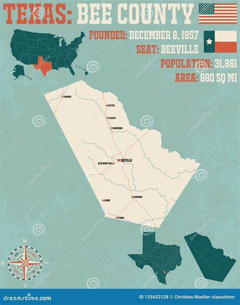 Map Of Bee County In Texas Stock Vector Illustration Of State 125432128