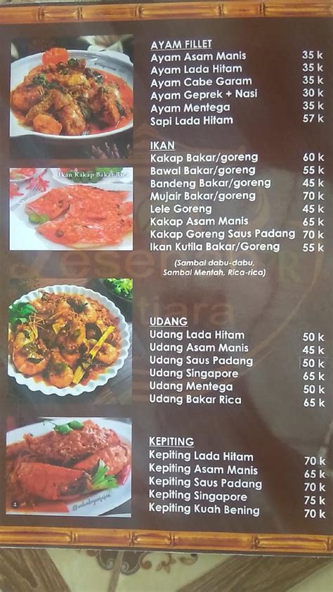 Menu At Lesehan Mutiara Restaurant Karang Senang