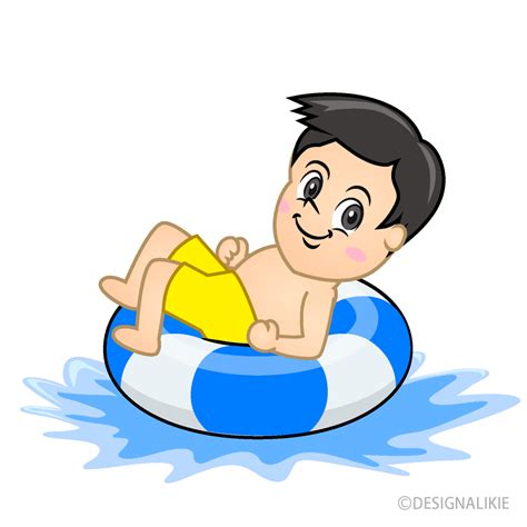 Boy Swimming with Float Cartoon Free PNG Image｜Illustoon