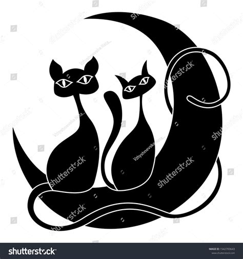 Silhouette Cartoon Pussy Cat Tail Interweave Stock Illustration Shutterstock