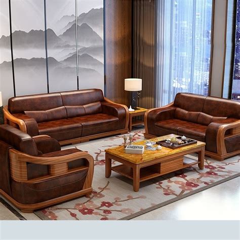 Buy Modern Style Teak Wood Leatherite Sofa Online Teaklab Wooden