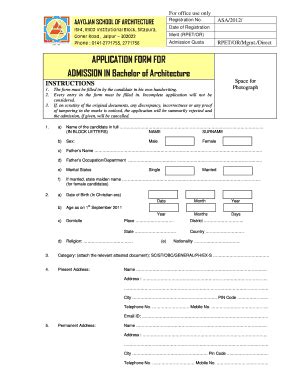 Fillable Online Aayojan Edu Application Form For Admission In Bachelor