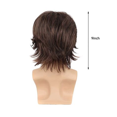 Mtsdjskf 360 Frontal Mens Wig Brown Short Layered Natural Synthetic