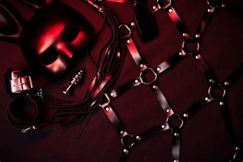 Premium Photo Leather Flogger Handcuffs Belt Choker Mask And Metal Anal Plug For Bdsm