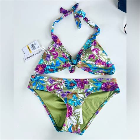 Lucky Brand Swim Lucky Brand Army Green Floral Bikini Poshmark