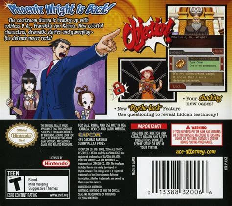 Phoenix Wright Ace Attorney Justice For All 2002 Box Cover Art