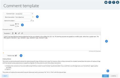 comment templates myschool support