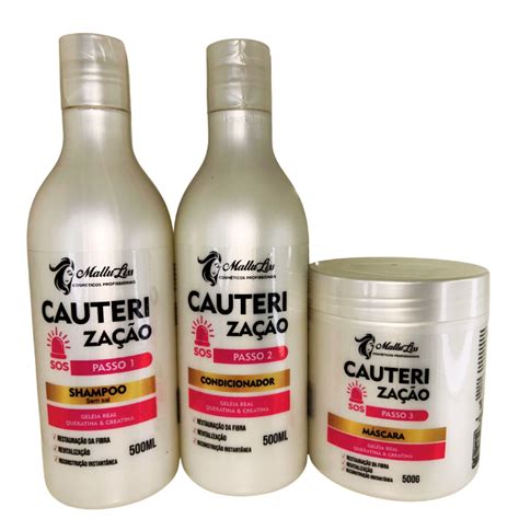 Kit De Cauterização Bom E Barato - Kit Cauterização Restauração e Revitalização Capilar 3 Passos | Shopee ...