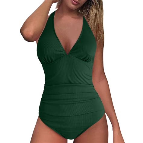 Blphud Womens Swimdress Swimsuit V Women Padded Bikini Swimsuit Training Swimwear Sport Shirred