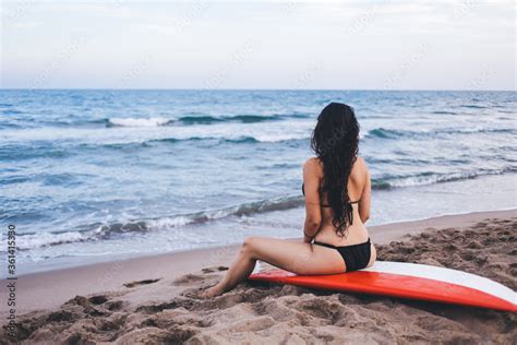 Back View Of A Girl With Slender Figure In A Bikini Sex Which