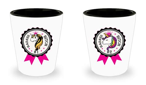 Badass Bitch Unicorn Shot Glasses Set Of 2