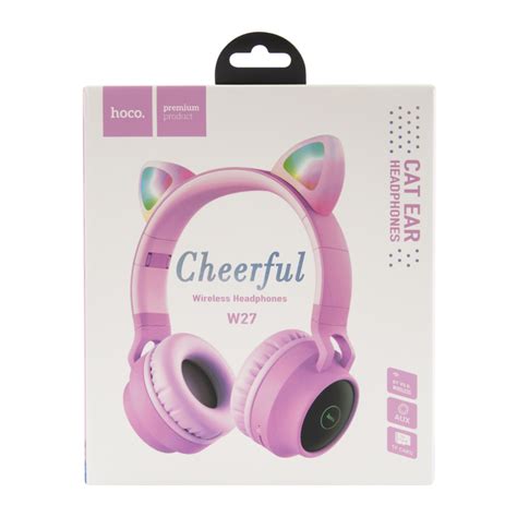 Наушники Bluetooth Hoco W27 Cat Ear, накладные с ушками розовый: купить ...