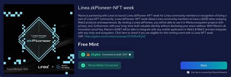 Phạm Quang Huy on Twitter Hướng dẫn Mint Linea zkPioneer NFT week