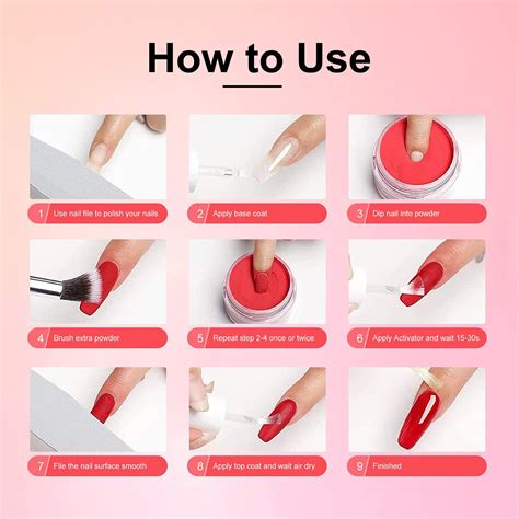 Dip Powder Nail Kit Starter Color Nude Glitter Set For French Manicure Diy Salon Art