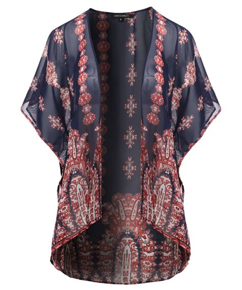 Women S Floral Print Chiffon Kimono Style Cardigan Fashionoutfit