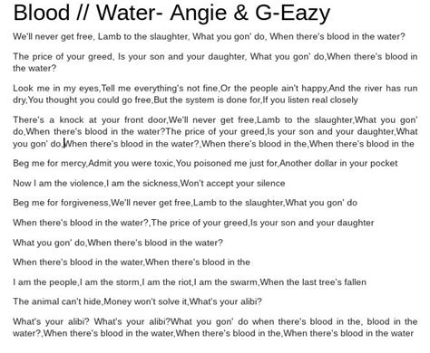 The Best 18 Blood In The Water Lyrics - ravenscoinpics