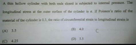 Answered A Thin Hollow Cylinder With Both Ends Closed Is Subjected To