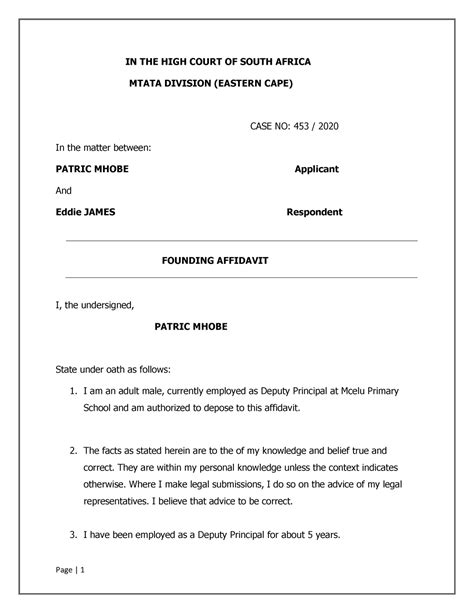 How To Draft An Affidavit In South Africa Printable Online