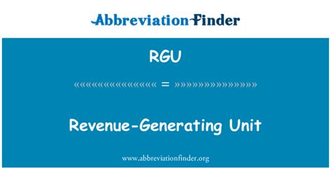 rgu definition revenue generating unit abbreviation finder