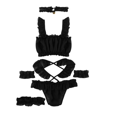 Cat Cosplay Costume Womens Sexy Keyhole Hollow Bra Underwear Lolita Japanese Style Lingerie