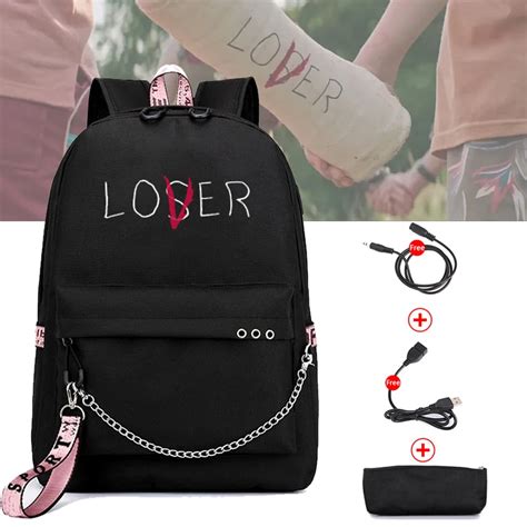 Bpzmd Lover Loser Large School Bags For Teenage Girls Usb Charging