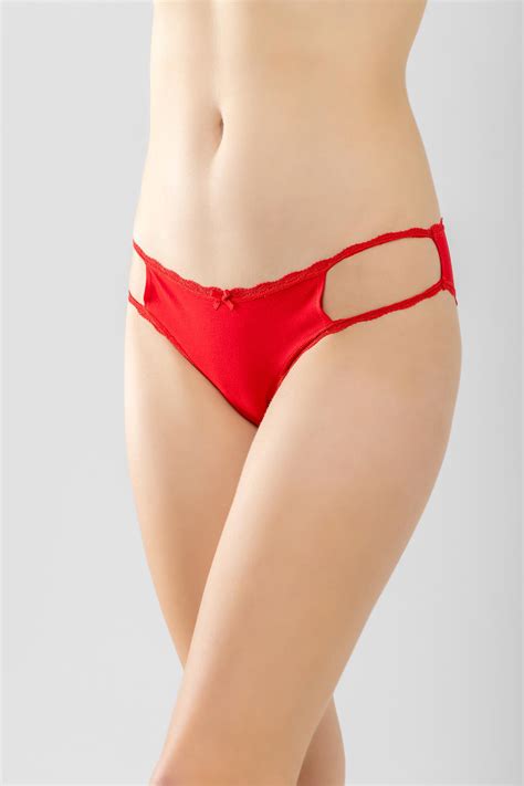 Pamuklu Pencere Detaylı Bikini Kesim Kadın Külot Kırmızı Baykaronline