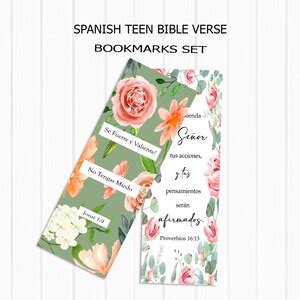 Spanish Bible Bookmarks Spanish Teen Bible Bookmarks Printable Set Of