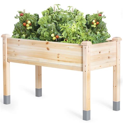 MIXC Wooden Raised Garden Bed with Legs, 48”L X 24”W, Elevated