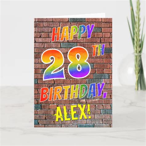 Graffiti Inspired Rainbow Look HAPPY 28TH BIRTHDAY Card Zazzle