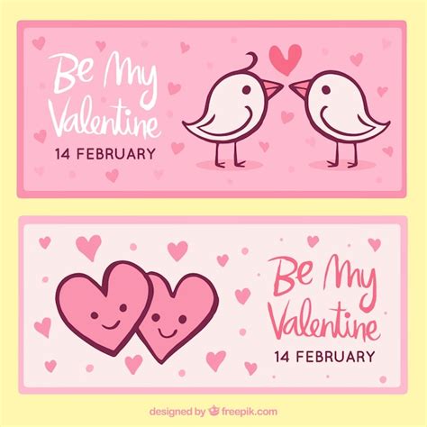 Free Vector Hand Drawn Valentine S Day Banners