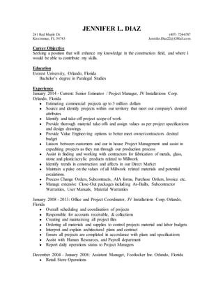 Jennifer L Diaz Resume Pdf