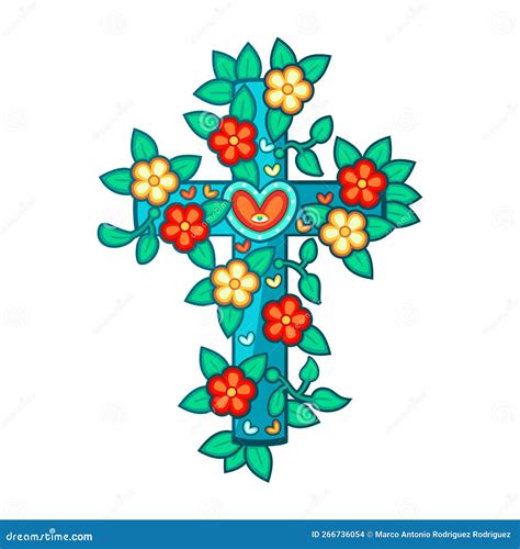 Vector Cartoon Cute Mexican Cross Llustration Isolated Stock Vector