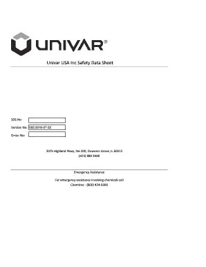 Fillable Online Univar USA Inc Safety Data Sheet Fax Email Print