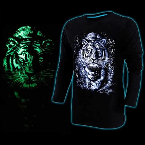 Novelty Mens Luminous T Shirt For Men 3d Glow In The Dark Tiger Print