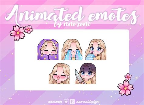 Animated Set Cute Chibi Girl Emote Blonde Hair Blue Eyes Twitch Emotes Sub Badges Custom