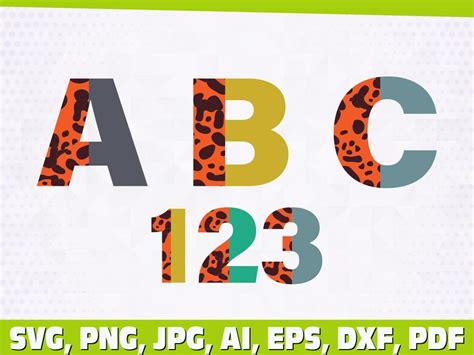 Half Leopard Font Svg Leopard Cheetah Half Print Font Letters Etsy