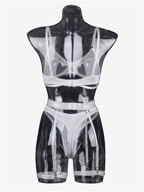 Lingerie Bras Bra For Woman Black 3 Piece Sexy Hot Underwear Milanoo