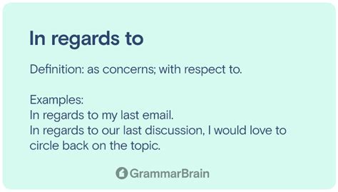In Regards To Meaning Examples Synonyms Grammar Grammarbrain