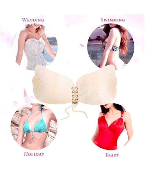 Self Adhesive Bra Strapless Bra Reusable Silicone Bra Push Up Invisible Bra For Women Nude