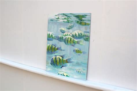 Deep Blue Sea Marine Life Painting Aquatic Life Painting Etsy