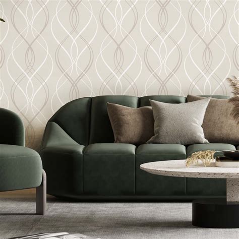 Papel De Parede Adesivo Vinil Ondas Abstrato Bege Nude Marrom Cl Ssico Sala Quarto Deliquadros