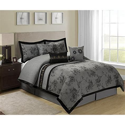 7 Piece Shasta Gray Bed In A Bag Clearance Bedding Comforter Set Fade Resistant Wrinkle Free