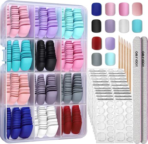 Amazon 24Pcs Press On Nails Short French Fake Nails Acrylic Square Nude Pink False Nails