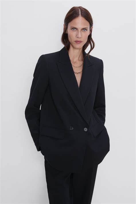 Double Breasted Buttoned Blazer Black Blazers Blazers Woman Zara