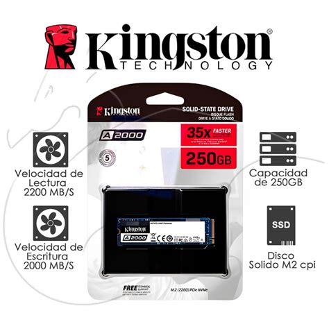 SSD M.2 NVMe KINGSTON A2000 250GB PCIe 3.0 X4 ULTRA VELOZ - Promart