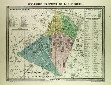 map    arrondissement du luxembourg paris france drawing
